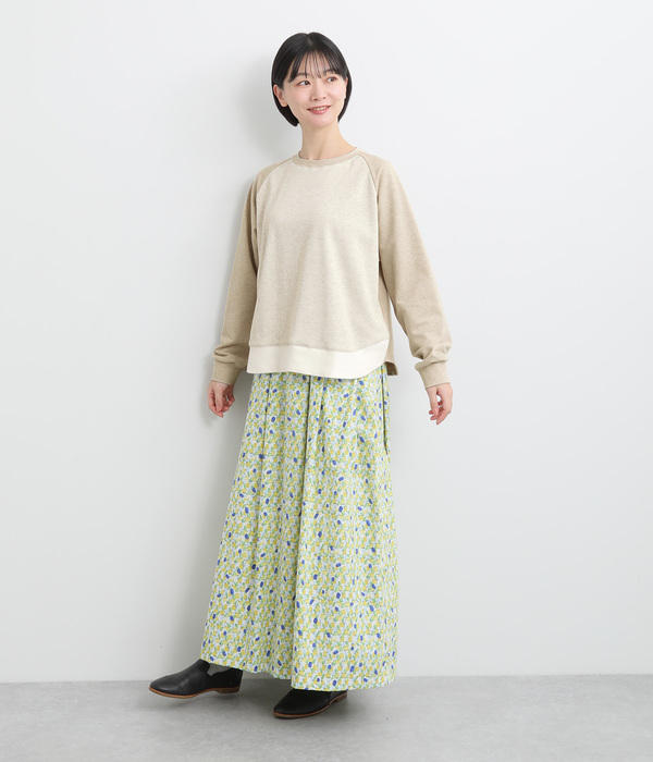 ストレッチ裏毛異素材ドッキングプルオーバー(A・杢ベージュ)