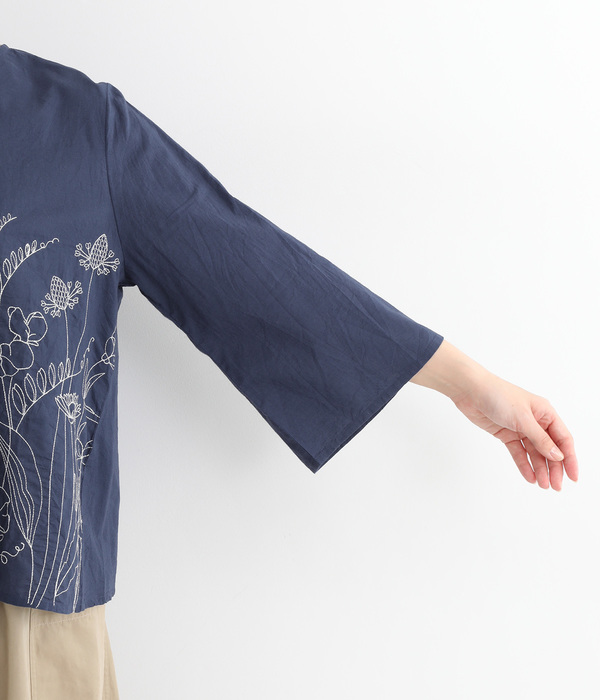 ボタニカル刺繍コットンブラウス(A・ホワイト)