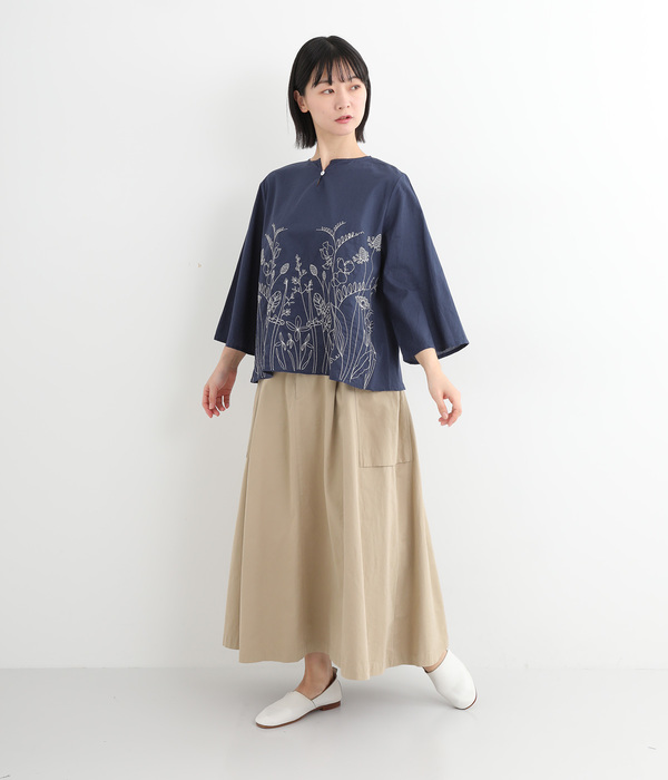 ボタニカル刺繍コットンブラウス(A・ホワイト)