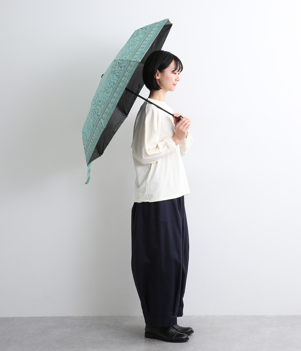 晴雨兼用折りたたみ傘 遮光率99.99％ 日傘・雨傘(E・ブロックプリント)