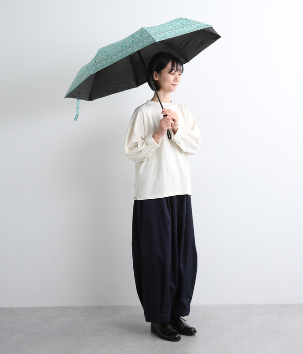 晴雨兼用折りたたみ傘 遮光率99.99％ 日傘・雨傘(E・ブロックプリント)