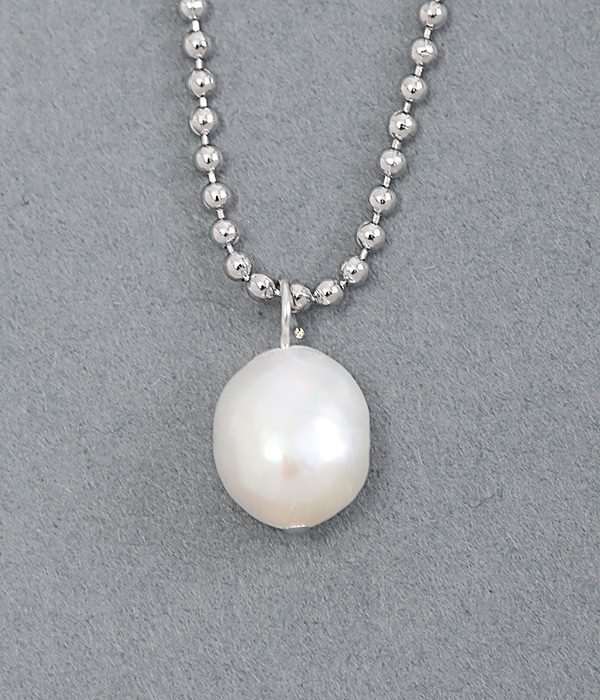 freshwater pearl middle　ネックレス(B・シルバー)
