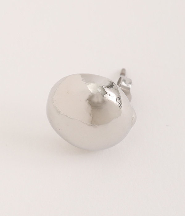 simple metal round ピアス (B・シルバー)