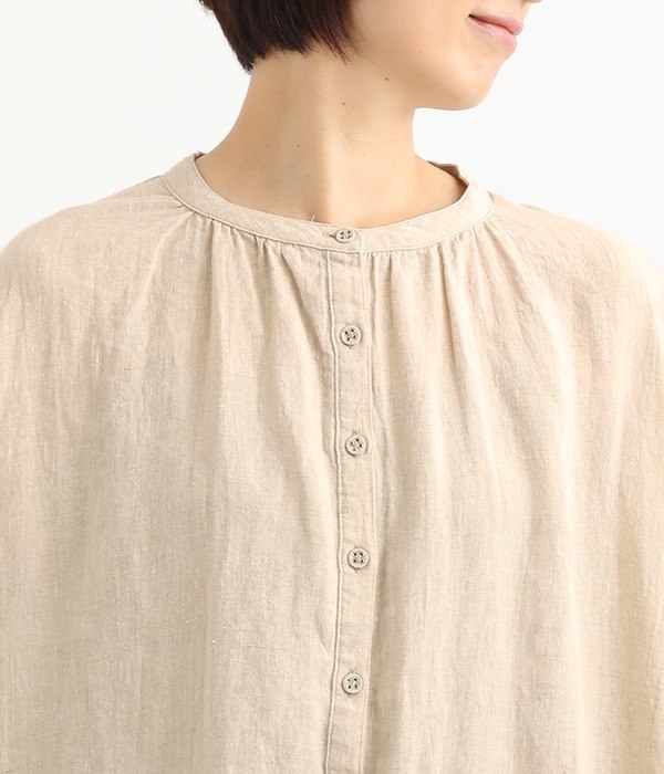 裾部分刺繍レース　袖ゴムシャーリングワンピース(A・キナリ)