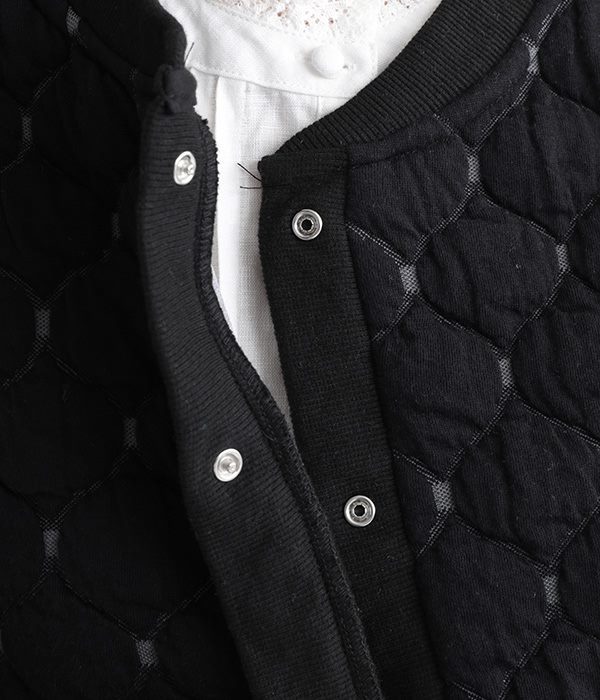 ブリスタージャカード襟・カフス・裾リブ付きリングドット　ブルゾン(A・ブラックジャカード)