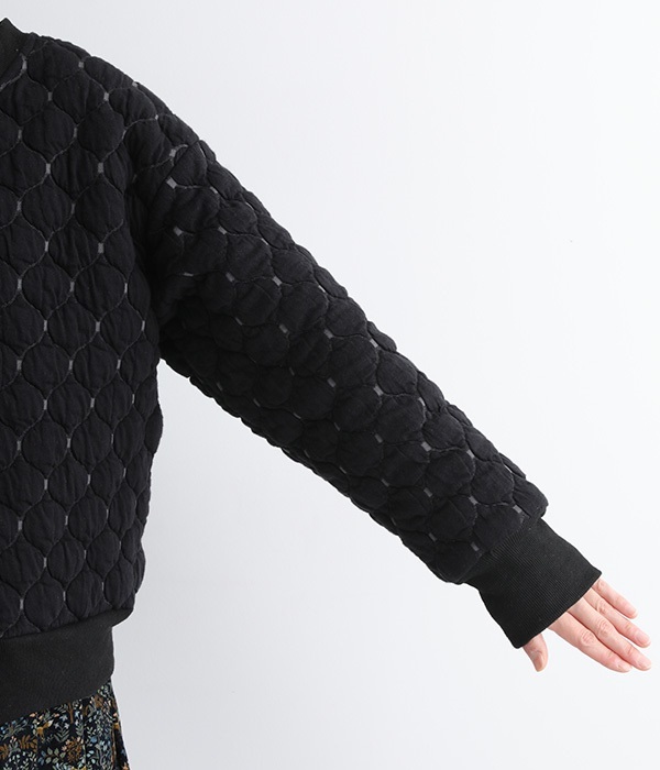 ブリスタージャカード襟・カフス・裾リブ付きリングドット　ブルゾン(A・ブラックジャカード)