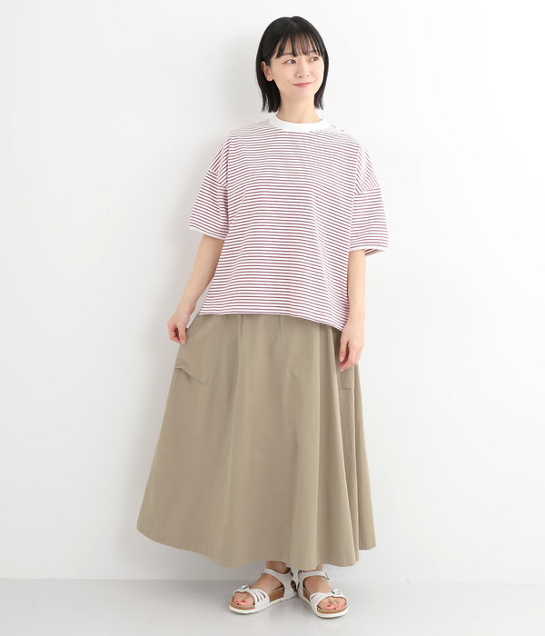 コットンナイロングログラン ドロストスカート(B・カーキ)
