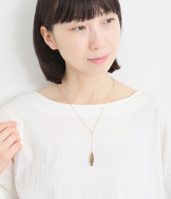 ティアドロップストーンネックレス(ブラウン)