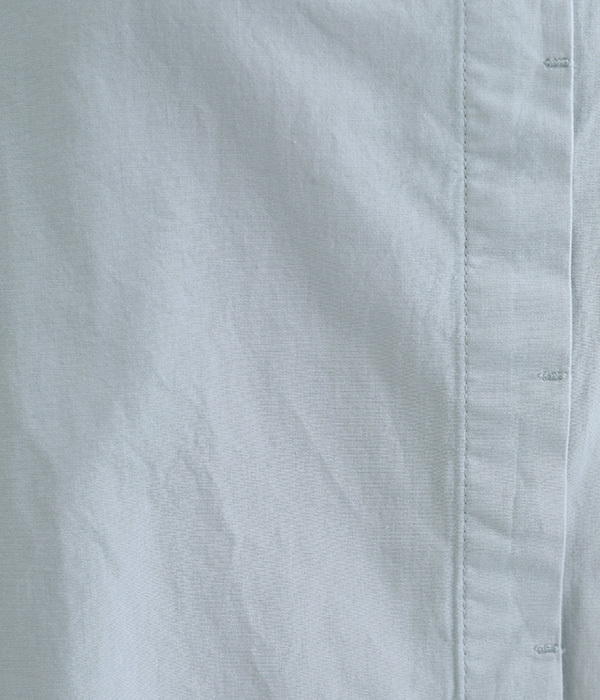 平織コットン製品染め　Aラインフレアーシャツ(C・ブルー)