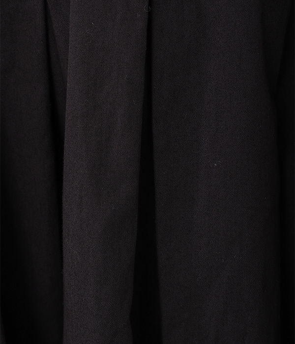 平織りコットン製品染め タックスカート(ブラック)