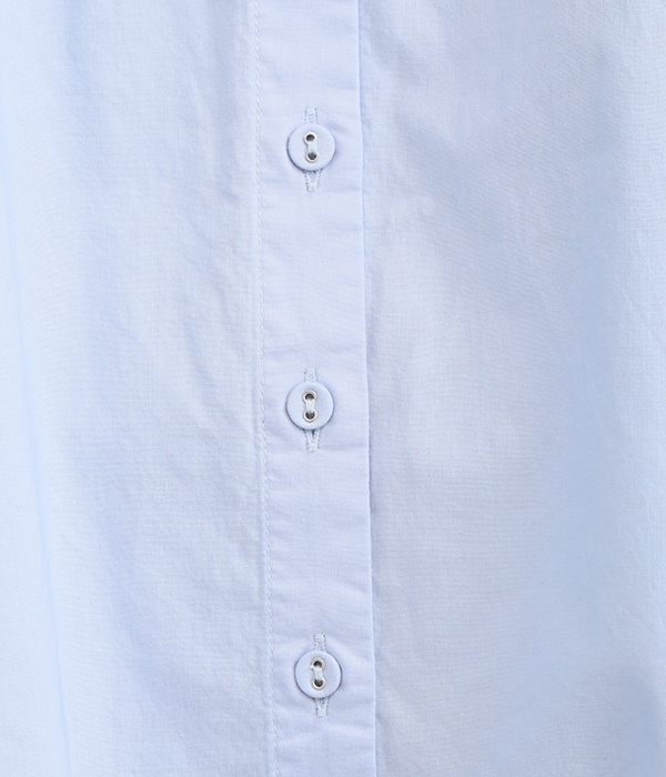 ライト平織りコットン製品染め ギャザースリーブシャツ(C・ブルー)