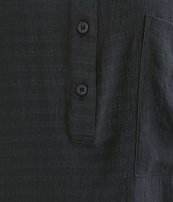 シャーリングシアーボーダープルオーバーチュニックシャツ(B・ブラック)