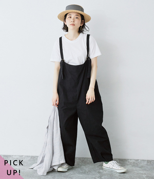 しなやか素材のラップ風サロペット – OURHOME