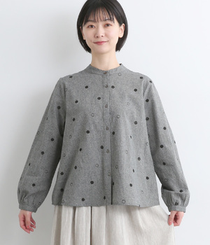 セール】シフォンジョーゼットフロントタックバイカラーラッフル