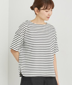 天竺ボーダードロップショルダーTシャツ(D・ボーダー)
