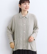 リネン混シャーリング オーバーサイズシャツ(A・グレー系千鳥)
