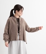 裾ラウンドケーブルゆるカーディガン(A・モカ)