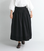 裾レースギャザースカート(B・ブラック)