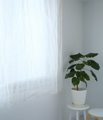軽くて薄い透明感のあるリネンのクリップ留めカフェカーテン(W130 ×H165)(B・ベージュ)