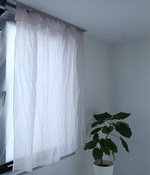 軽くて薄い透明感のあるリネンのクリップ留めカフェカーテン(W130 ×H165)(D・グレイッシュピンク)