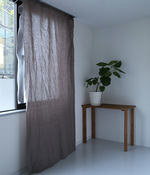薄くて透けにくいリネンのクリップ留めカーテン(W130 ×H230)(D・ダークグレー)