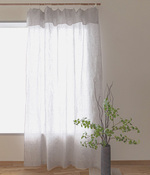 薄くて透けにくいリネンのクリップ留めカーテン(W130×H230)(E・グレー)
