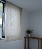 薄くて透けにくいリネンのクリップ留めカフェカーテン(W130 ×H165)(B・ベージュ)