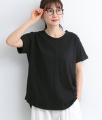 天竺 バックラウンド裾Tシャツ(C・ブラック)