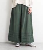コットンリネンオックス裾タックワイドパンツ(B・グリーン)