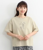 プリント　Tシャツ　”MEW　MEW”(A・ベージュ)