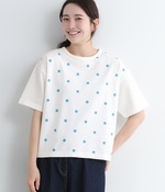 プリントTシャツ　Dot(C・オフホワイト×ブルー)