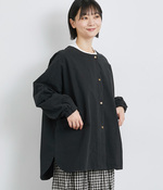 グログランバイオ加工ノーカラージャケット(C・ブラック)