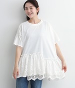 天竺編みスカラップ刺繍2WAYデザイン裾スカラッププルオーバー(A・オフホワイト)