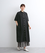 オックス日本製品染前開きシャツワンピース(C・ブラック)