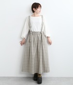 【tukuroi by SUN VALLEY】コットンリネン平織り　ジャンパースカート(A・グレンチェックブラウン)