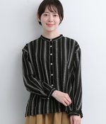 【tukuroi by SUN VALLEY】コットン×ポリエステルドビーストライプ　日本製品染シャツ(D・ブラック)