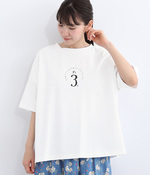 空紡糸天竺　プリントワイドTシャツ(A・ホワイト)
