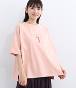 空紡糸天竺　プリントワイドTシャツ(B・ピンク)