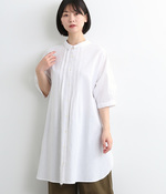 【tukuroi by SUN VALLEY】コットンリネンローン平織　モチーフ刺繍　チュニック(B・ホワイト)