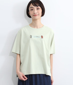 SUPER HAKKA×えんどうゆりこ｢植物を編む｣刺繍Tシャツ(B・ライトグリーン)