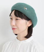 プチフルール刺繍ぽこぽこベレー帽(A・グリーン)