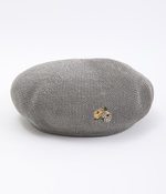 フラワーワンポイント刺繍クリスピーベレー帽(B・グレー)