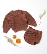 chunky knit sweater/knit tie bloomer(A・ピーカン)