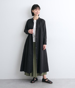 コットンリネンギャザーワンピース(C・ブラック)