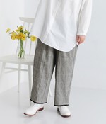 コットンリネンヘリンボーンギンガム/平織りチェック　裾配色パンツ(B・チェック)