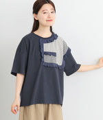 フリルパッチ切替Tシャツ(C・ネイビー)