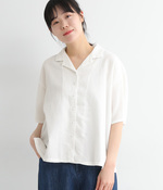 ハニカムジャカード オープンカラーシャツ(A・ホワイト)