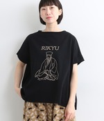天竺RIKYUプリントコンフィーシャツ(B・ブラック)