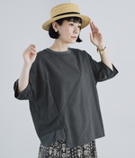 リネンコットンガーゼ イレギュラーヘムTEE(B・ブラック)