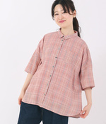 千鳥チェック ダブルポケットシャツ(B・オレンジ)